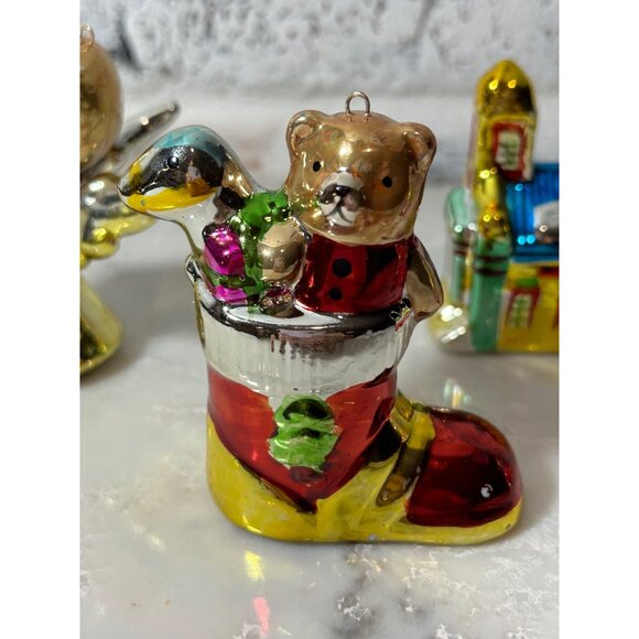 Rare! USSR Russian Vintage Christmas Ornament Lot Ceramic? Heavy Chrome Finish - Picture 4 of 14